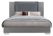 Ylime Smooth Silver Queen Bed With Led - YLIME-SMOOTH SILVER-QB W/ LED - Gate Furniture