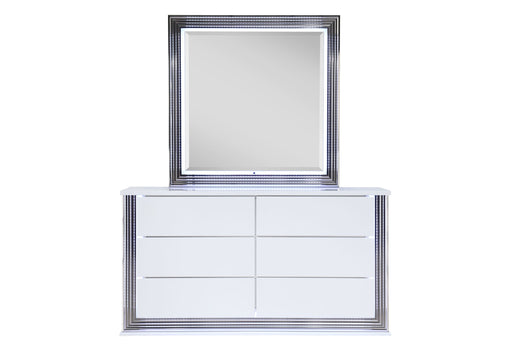 Ylime Smooth White Dresser With Led - Gate FurnitureDresser