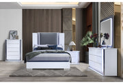 Ylime Smooth White Nightstand With Led - Gate FurnitureNightstand