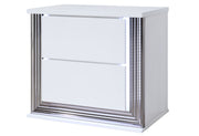 Ylime Smooth White Nightstand With Led - Gate FurnitureNightstand