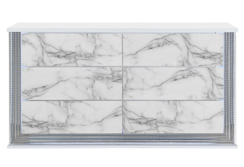 Ylime White Marble Dresser With Led - Gate FurnitureDresser