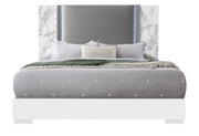 Ylime White Marble King Bed With Led - Gate FurnitureKing Bed