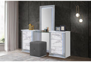 Ylime White Marble Laf Vanity Dresser With Led - Gate FurnitureDresser