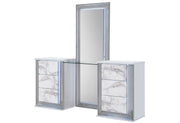 Ylime White Marble Laf Vanity Dresser With Led - Gate FurnitureDresser