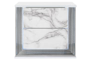 Ylime White Marble Nightstand With Led - Gate FurnitureNightstand