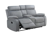 Yuna - Gray Manual Recliner Loveseat with Storage Console, Cup Holder and USB Charger - L627-L