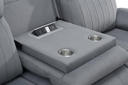 Yuna - Gray Manual Recliner Loveseat with Storage Console, Cup Holder and USB Charger - L627-L