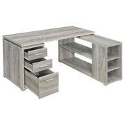 Yvette 60-inch 3-drawer L-Shape Computer Desk Grey Driftwood - 801516