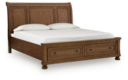 Zackaryn Warm Brown King Sleigh Storage Bed - PCB807B7