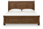 Zackaryn Warm Brown King Sleigh Storage Bed - PCB807B7