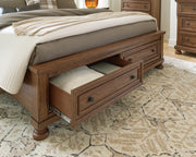 Zackaryn Warm Brown King Sleigh Storage Bed - PCB807B7