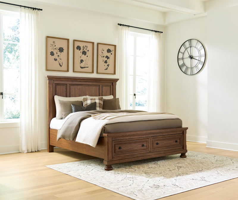 Zackaryn Warm Brown Queen Panel Storage Bed - PCB807B13