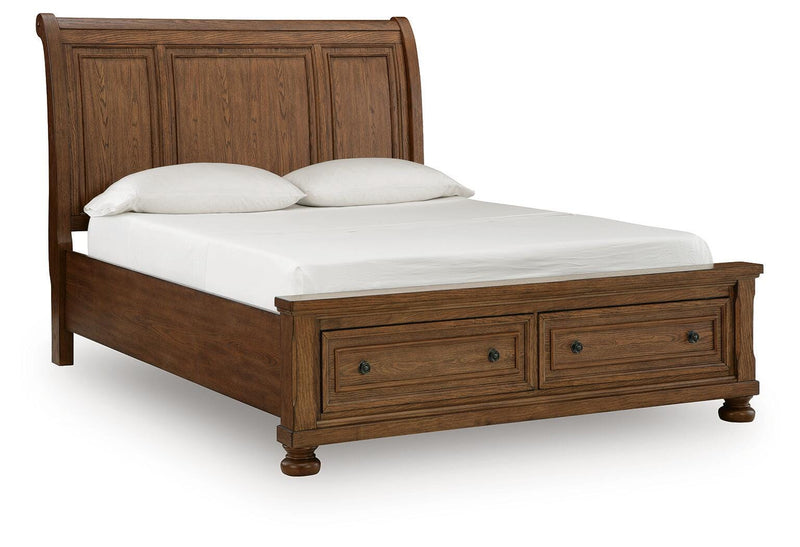 Zackaryn Warm Brown Queen Sleigh Storage Bed - PCB807B4