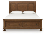 Zackaryn Warm Brown Queen Sleigh Storage Bed - PCB807B4
