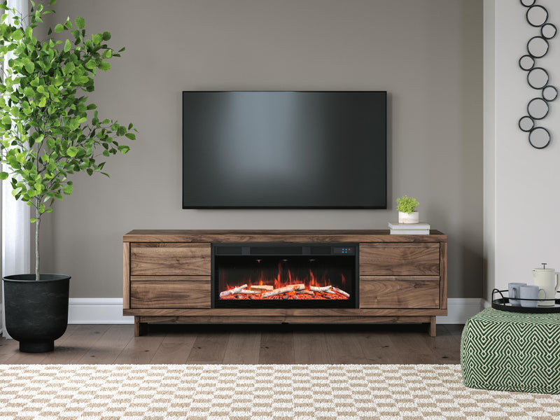 Zadilyn Brown 72" TV Stand with Electric Fireplace - W3367W1