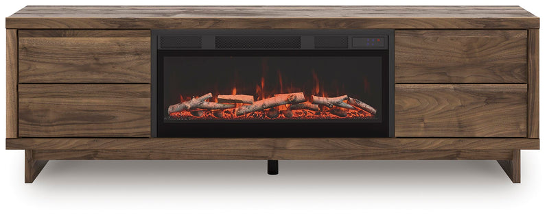 Zadilyn Brown 72" TV Stand with Electric Fireplace - W3367W1