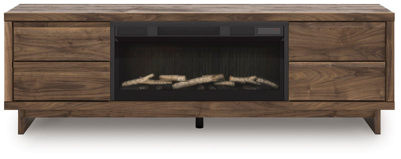 Zadilyn Brown 72" TV Stand with Electric Fireplace - W3367W1