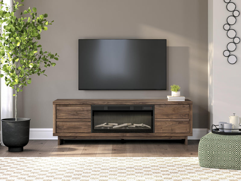 Zadilyn Brown 72" TV Stand with Electric Fireplace - W3367W1