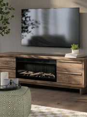 Zadilyn Brown 72" TV Stand with Electric Fireplace - W3367W1