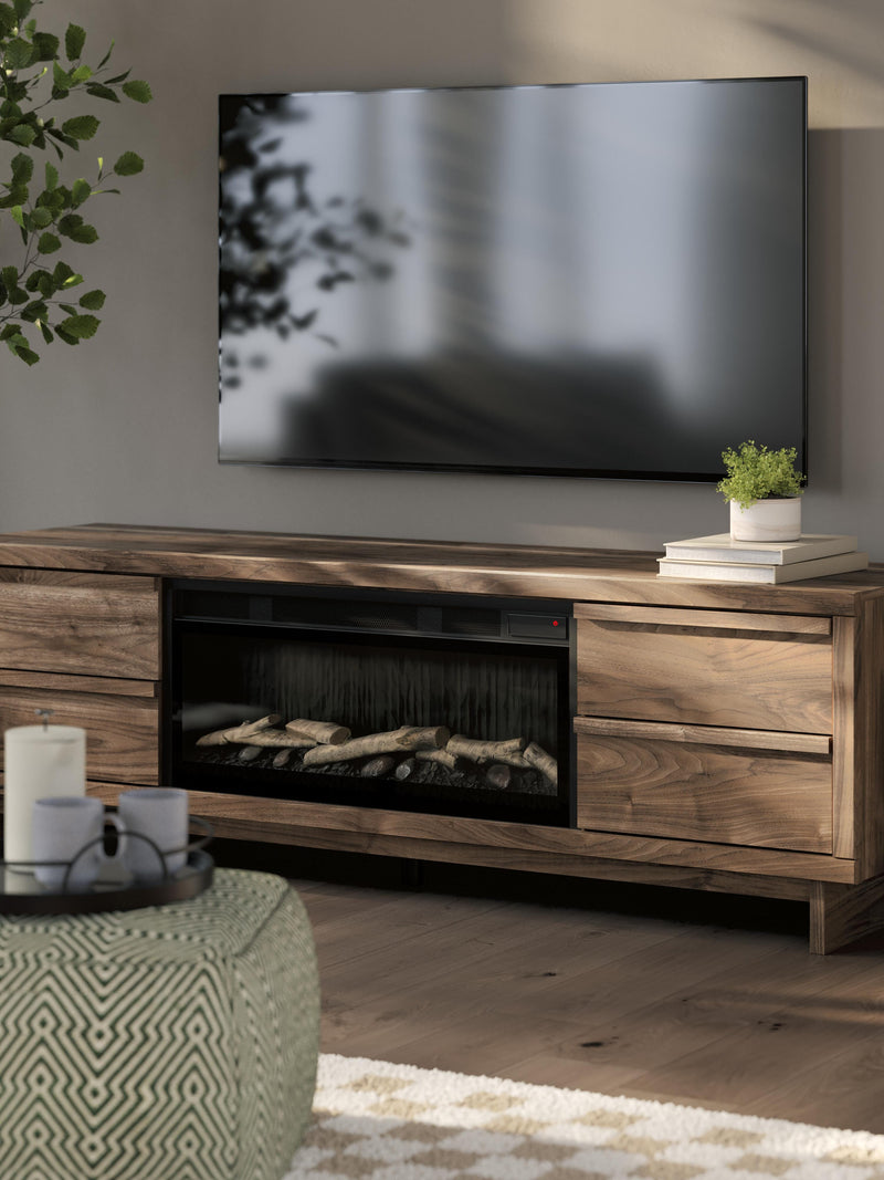 Zadilyn Brown 72" TV Stand with Electric Fireplace - W3367W1