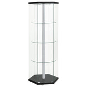 Zahavah 4-shelf Hexagonal Clear Glass Curio Cabinet Black - 950276