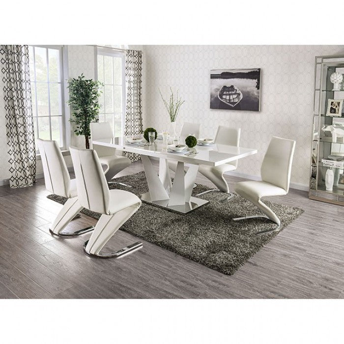 Zain White/Chrome Dining Table - FOA3742T-TABLE