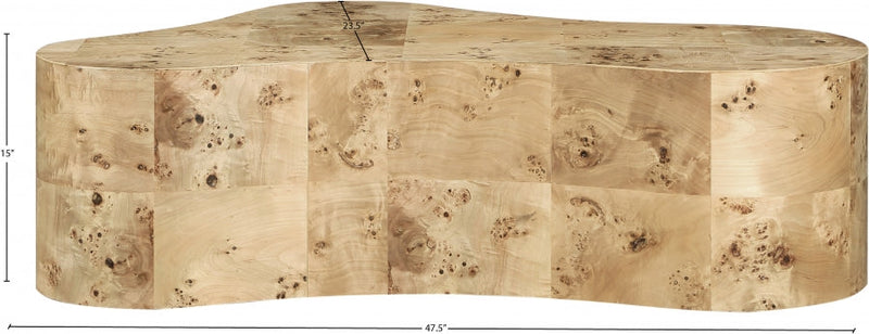 Zaire Solid Wood And Burl Veneer Coffee Table in Beige - 99067Burl-CT