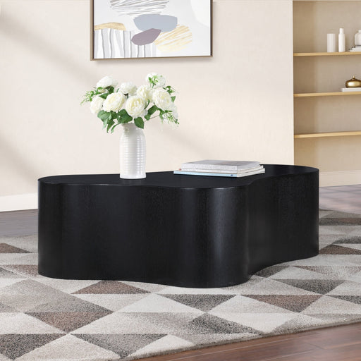 Zaire Solid Wood And Burl Veneer Coffee Table in Black - 99067Black-CT