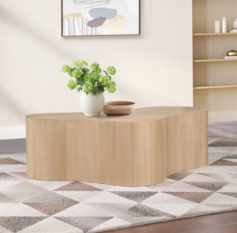 Zaire Solid Wood And Burl Veneer Coffee Table in Natural - 99067Oak-CT