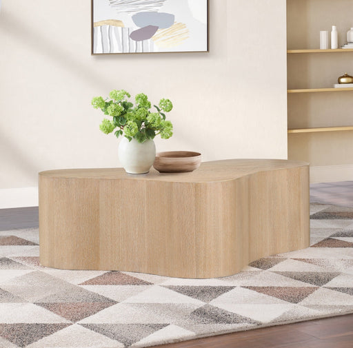 Zaire Solid Wood And Burl Veneer Coffee Table in Natural - 99067Oak-CT