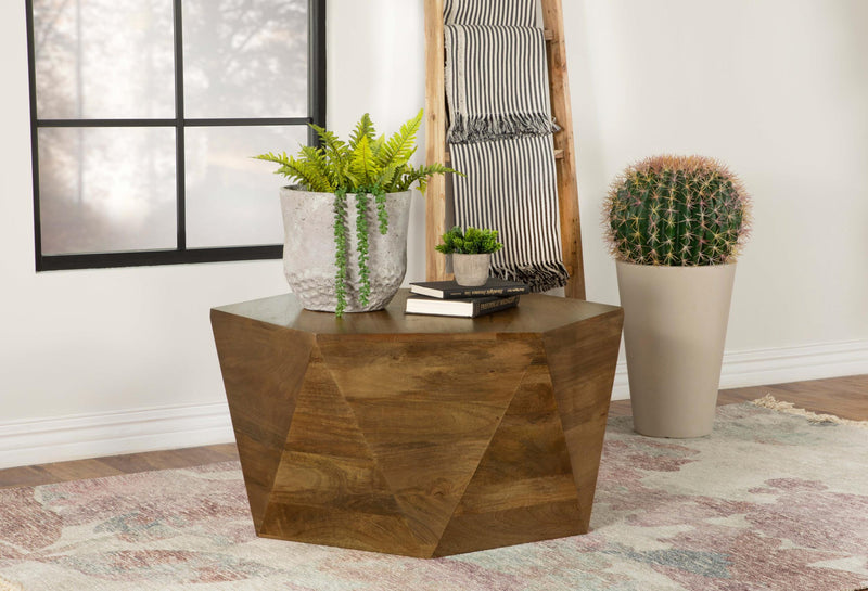 Zalika Hexagonal Solid Mango Wood Coffee Table Natural - 724188