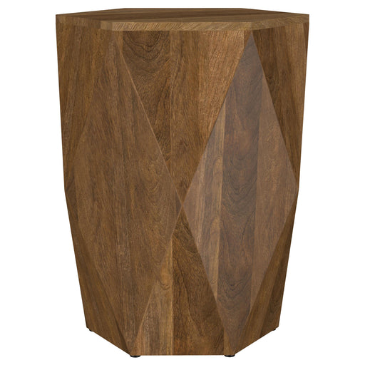 Zalika Hexagonal Solid Mango Wood End Table Natural - 724187
