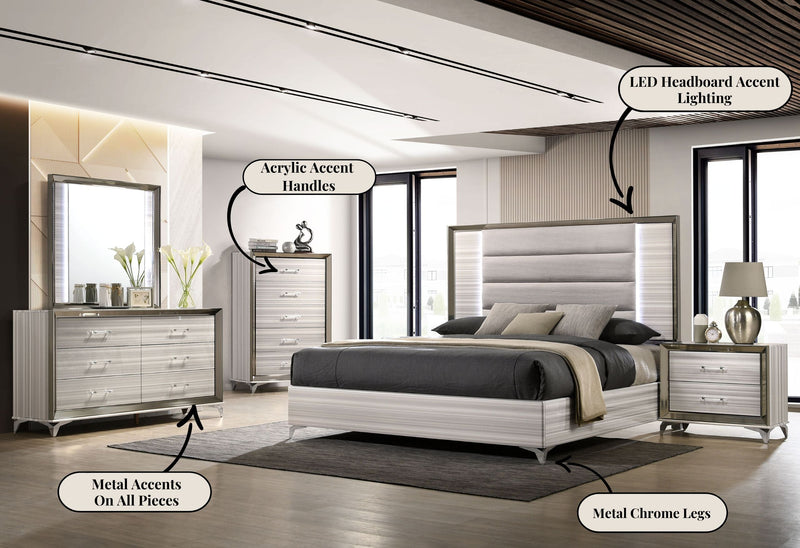 Zambrano White King Bed Group - Gate FurnitureKing Bed