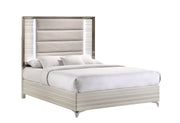 Zambrano White Queen Bed With Led - Gate FurnitureQueen Bed