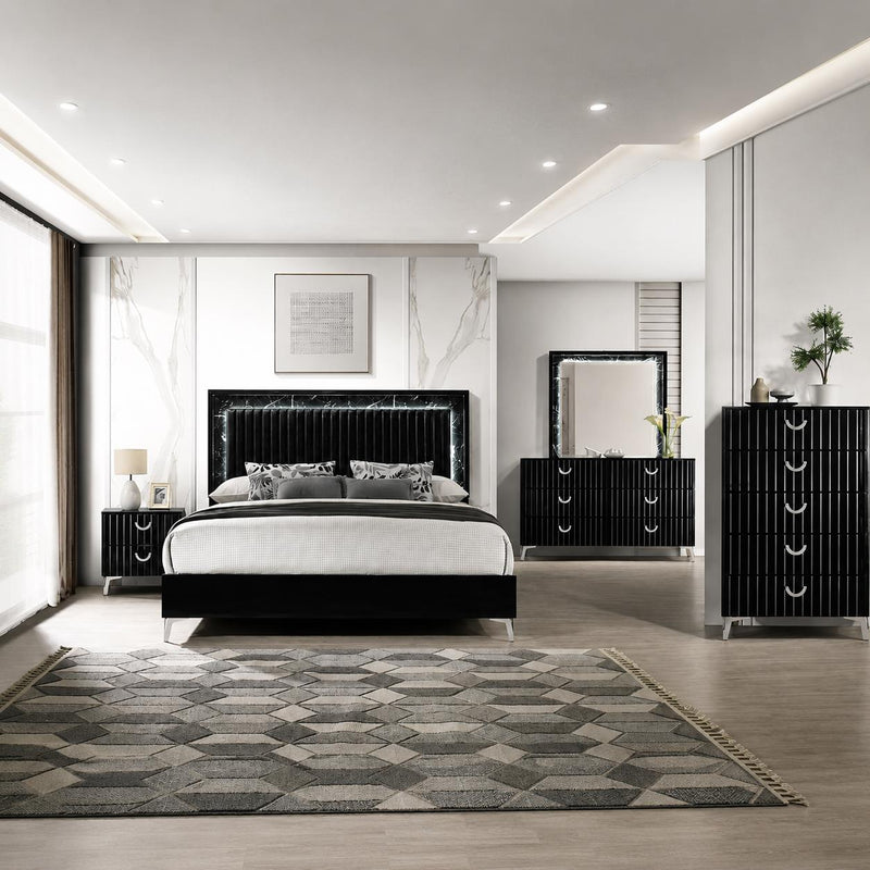 Zane - Black King Bed, Dresser, Mirror - B279-KDM