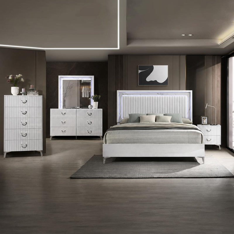 Zane - White Queen Bed, Dresser, Mirror - B280-QDM
