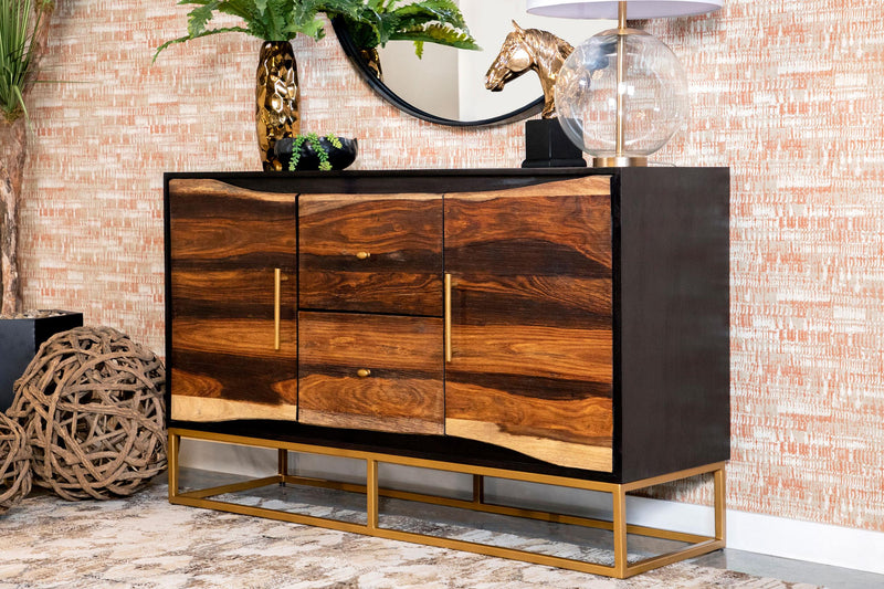 Zara 2-door 57-inch Wood Accent Storage Cabinet Black Walnut - 953466