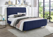 Zara Velvet King Bed (3 Boxes) Blue - Gate FurnitureKing Bed