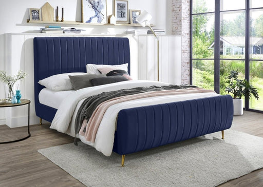 Zara Velvet King Bed (3 Boxes) Blue - Gate FurnitureKing Bed
