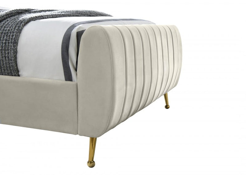 Zara Velvet King Bed (3 Boxes) Cream - Gate FurnitureKing Bed