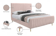 Zara Velvet King Bed (3 Boxes) Pink - Gate FurnitureKing Bed