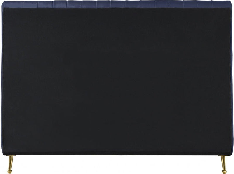 Zara Velvet Queen Bed (3 Boxes) Blue - Gate FurnitureQueen Bed