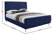Zara Velvet Queen Bed (3 Boxes) Blue - Gate FurnitureQueen Bed