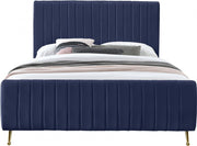 Zara Velvet Queen Bed (3 Boxes) Blue - Gate FurnitureQueen Bed