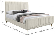 Zara Velvet Queen Bed (3 Boxes) Cream - Gate FurnitureQueen Bed