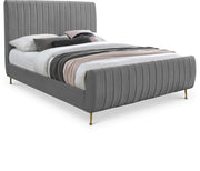 Zara Velvet Queen Bed (3 Boxes) Grey - Gate FurnitureQueen Bed