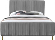 Zara Velvet Queen Bed (3 Boxes) Grey - Gate FurnitureQueen Bed