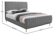 Zara Velvet Queen Bed (3 Boxes) Grey - Gate FurnitureQueen Bed