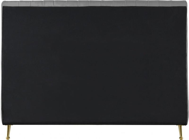 Zara Velvet Queen Bed (3 Boxes) Grey - Gate FurnitureQueen Bed