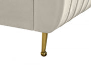 Zara Velvet Twin Bed (3 Boxes) Cream - Gate FurnitureTwin Bed